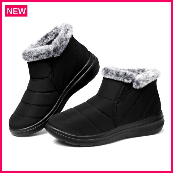 Women's Waterproof Snow Boots Fur Lined Insulated Winter Ankle Boots